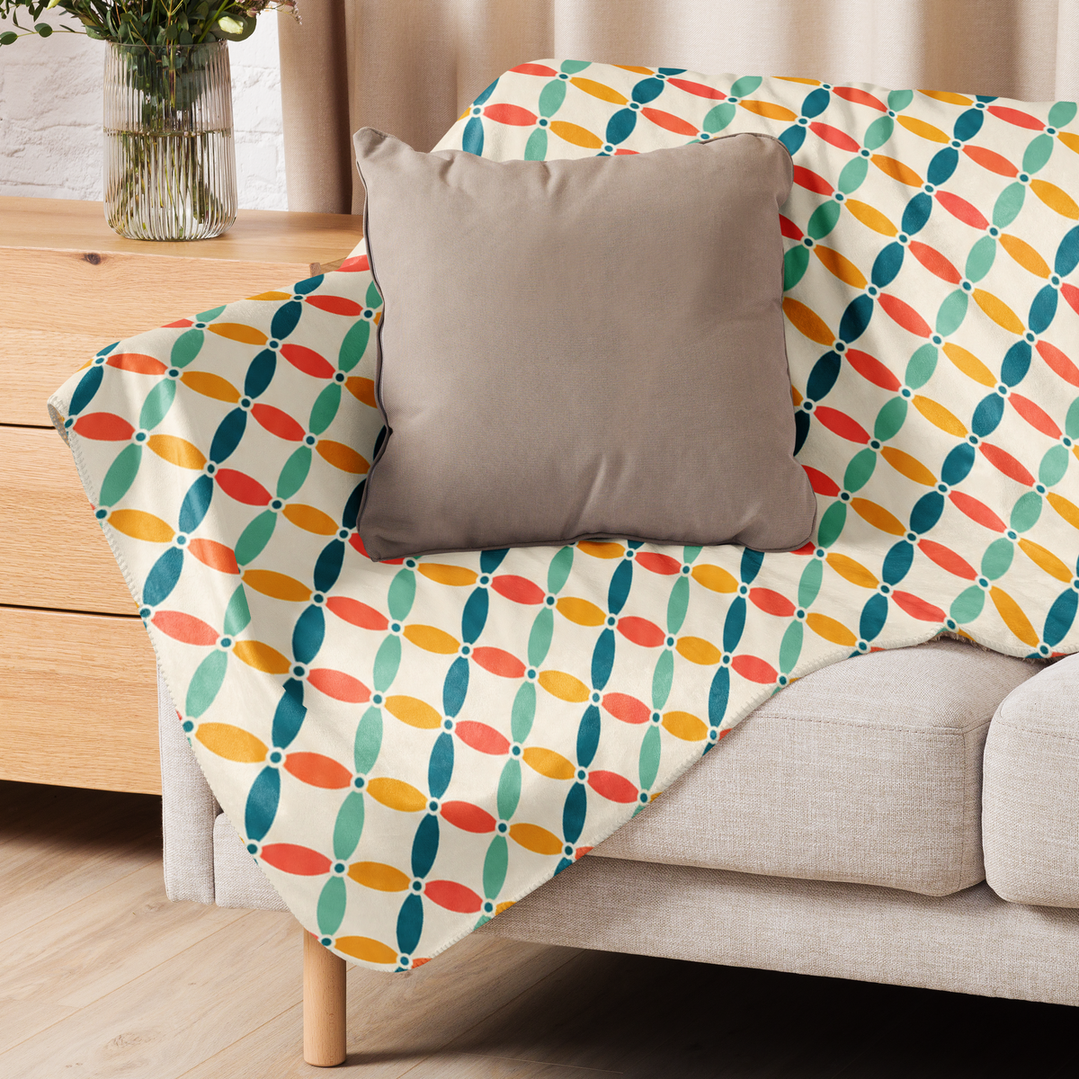 Batik Kawung Sherpa Blanket